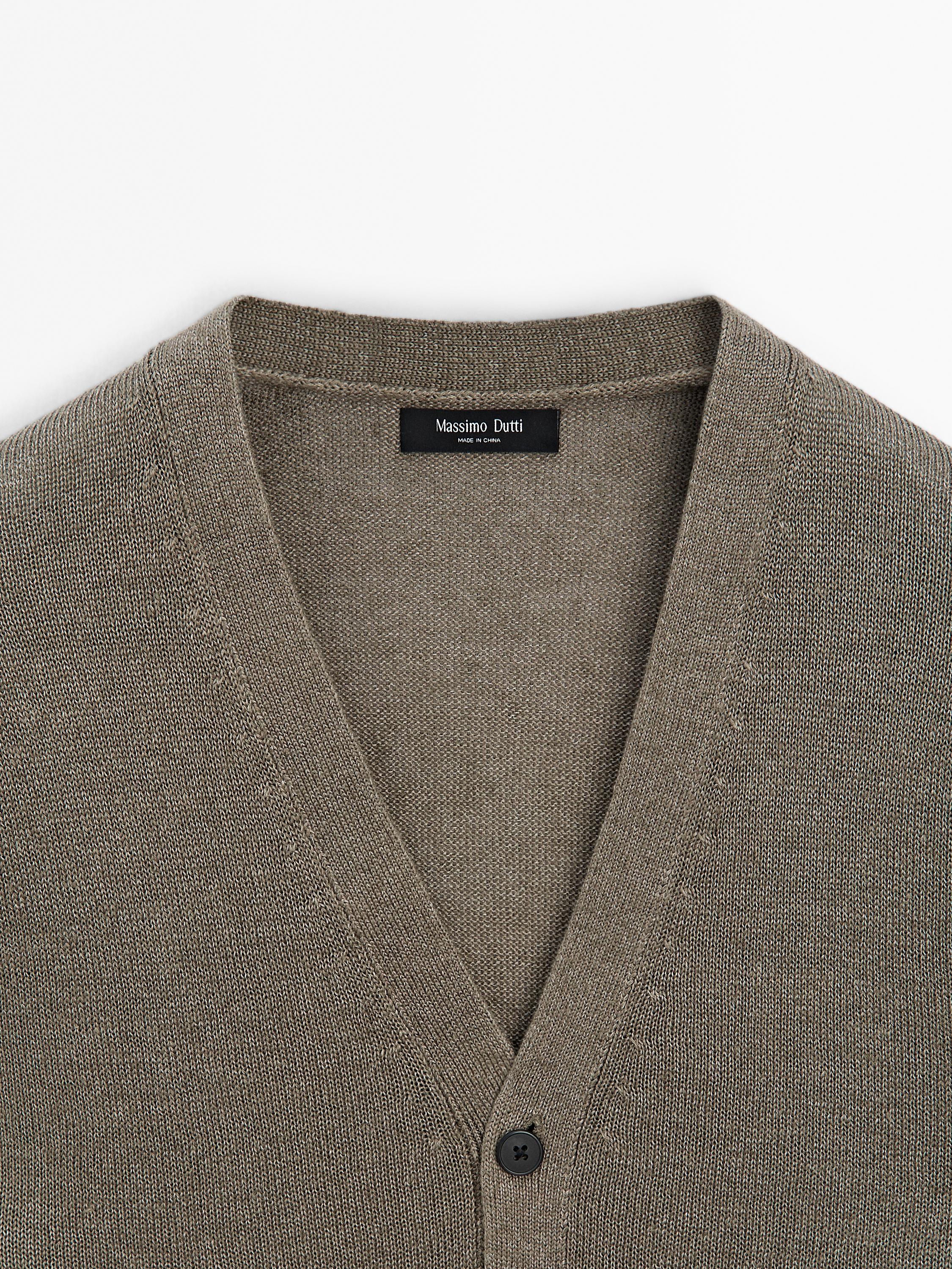 Knit linen blend cardigan